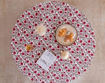 Mantel redondo con diseño de granada roja, elegante diseño de mesa, de 152, 182, 228, 274 y 304 cm, a medida, ideal para Navidad.
