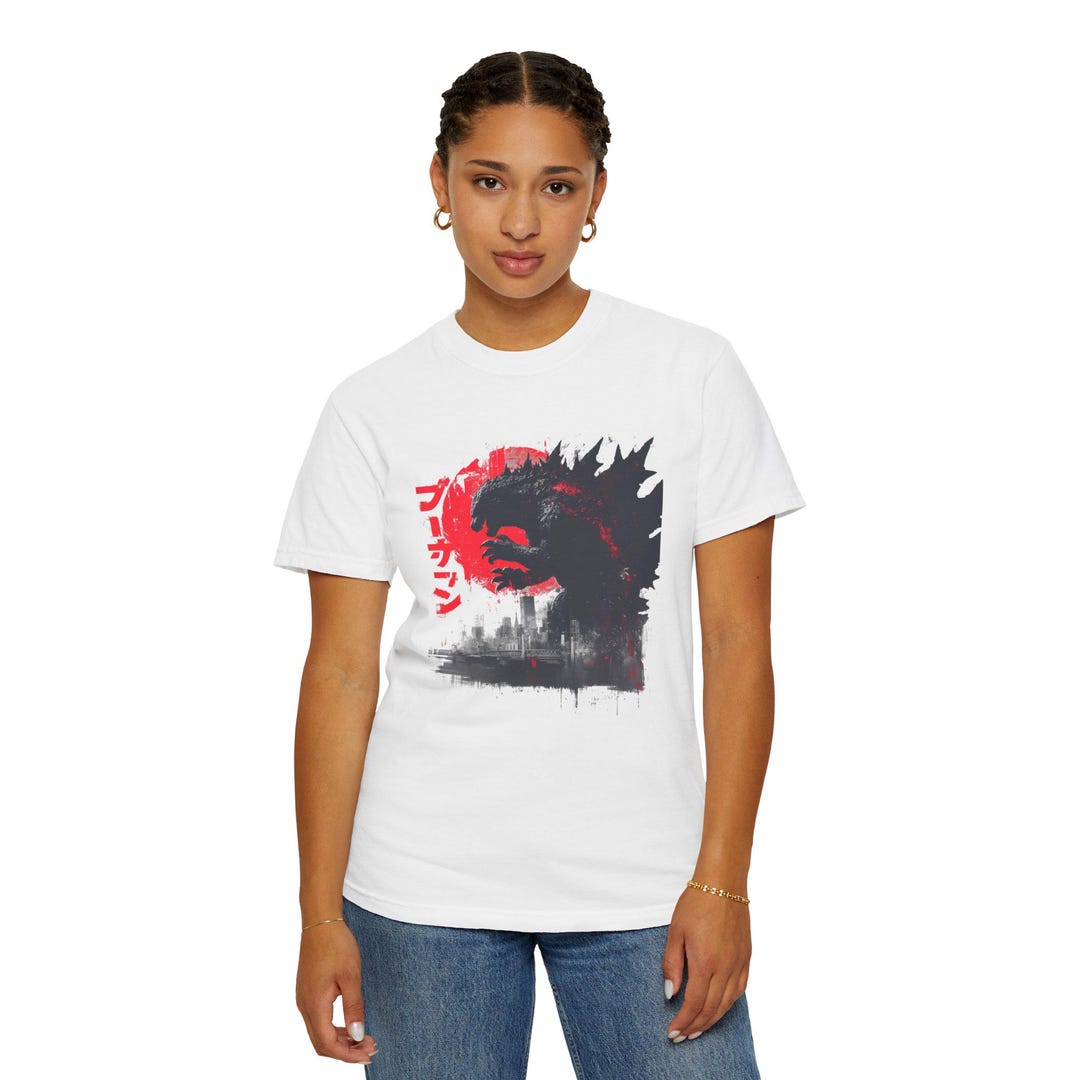 Godzilla Illustration Unisex T-shirt, Red Lettering Tee, Vintage Style ...