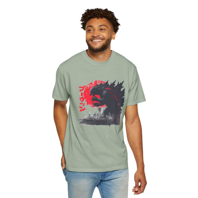Godzilla Illustration Unisex T-shirt, Red Lettering Tee, Vintage Style ...