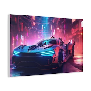 Matte canvas, stretched, of futuristic car