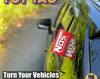 NOS Nitrous Oxide Systems Fan TOY TAG, Racing Decal, Handmade, 3M Tape and Alcohol Wipe, Easy to install