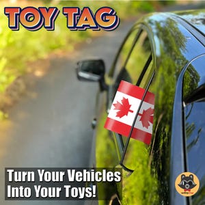 Canadian Flag TOY TAG, Maple Leaf Car Decal, Handmade, 3M Tape and Alcohol Wipe, Easy to install