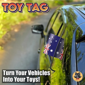 Australian Flag TOY TAG, Aussie Car Decal, Handmade, 3M Tape and Alcohol Wipe, Easy to install