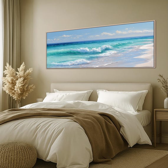 Coastal Ocean Canvas Print: Turquoise Waves Beach Wall Art