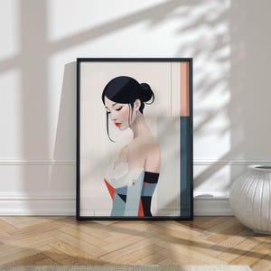 Minimalist Japanese Woman Portrait Wall Art Print