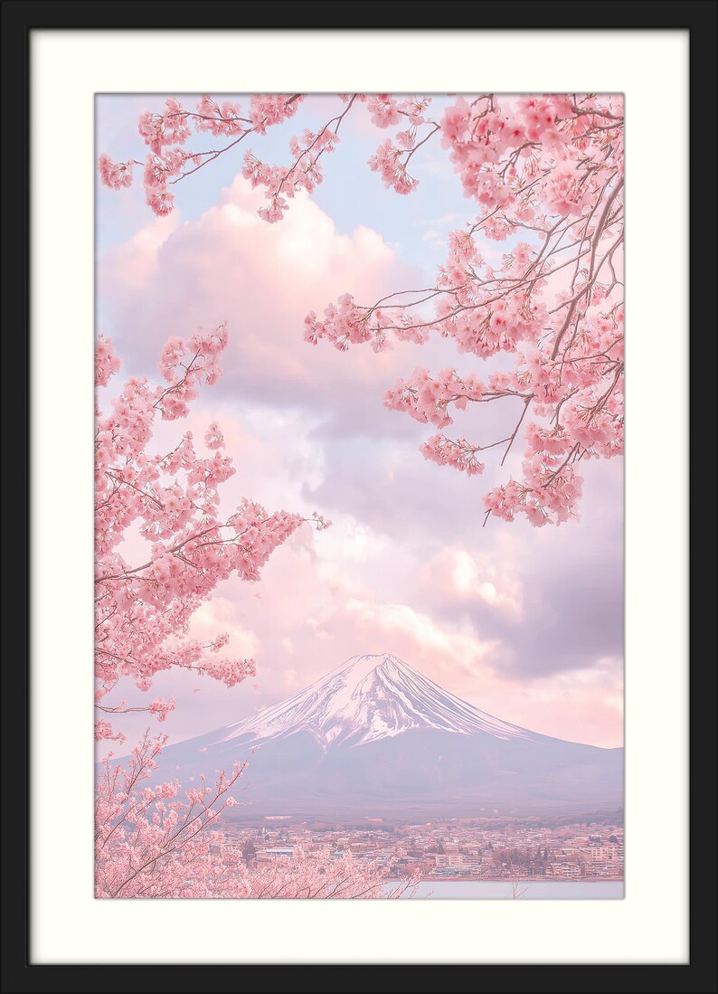 Mount Fuji Cherry Blossom Print: Japanese Landscape Wall Art - Etsy