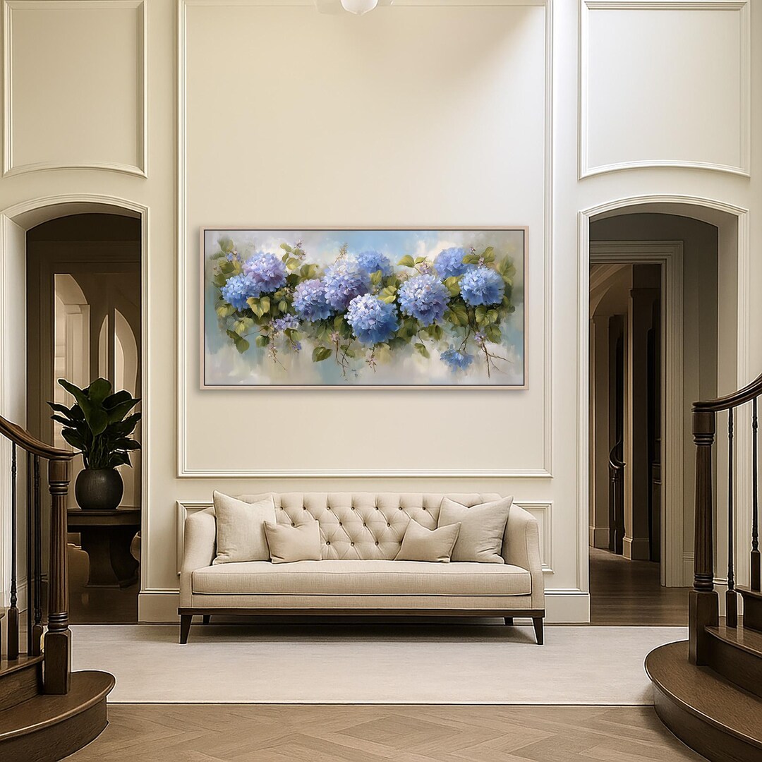 Blue Hydrangea Canvas Wall Art | Purple Floral Wall Decor - Etsy