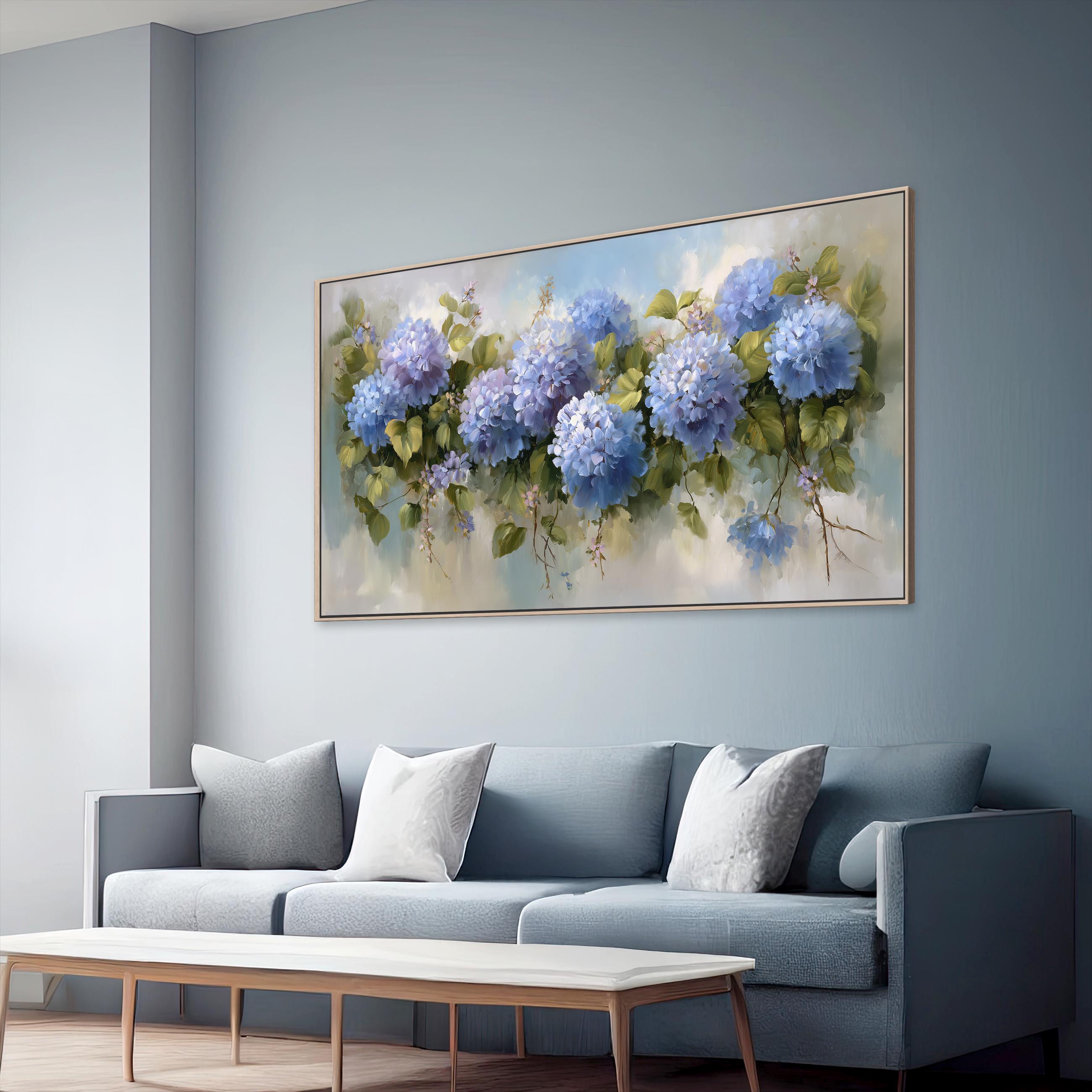Blue Hydrangea Canvas Wall Art | Purple Floral Wall Decor - Etsy