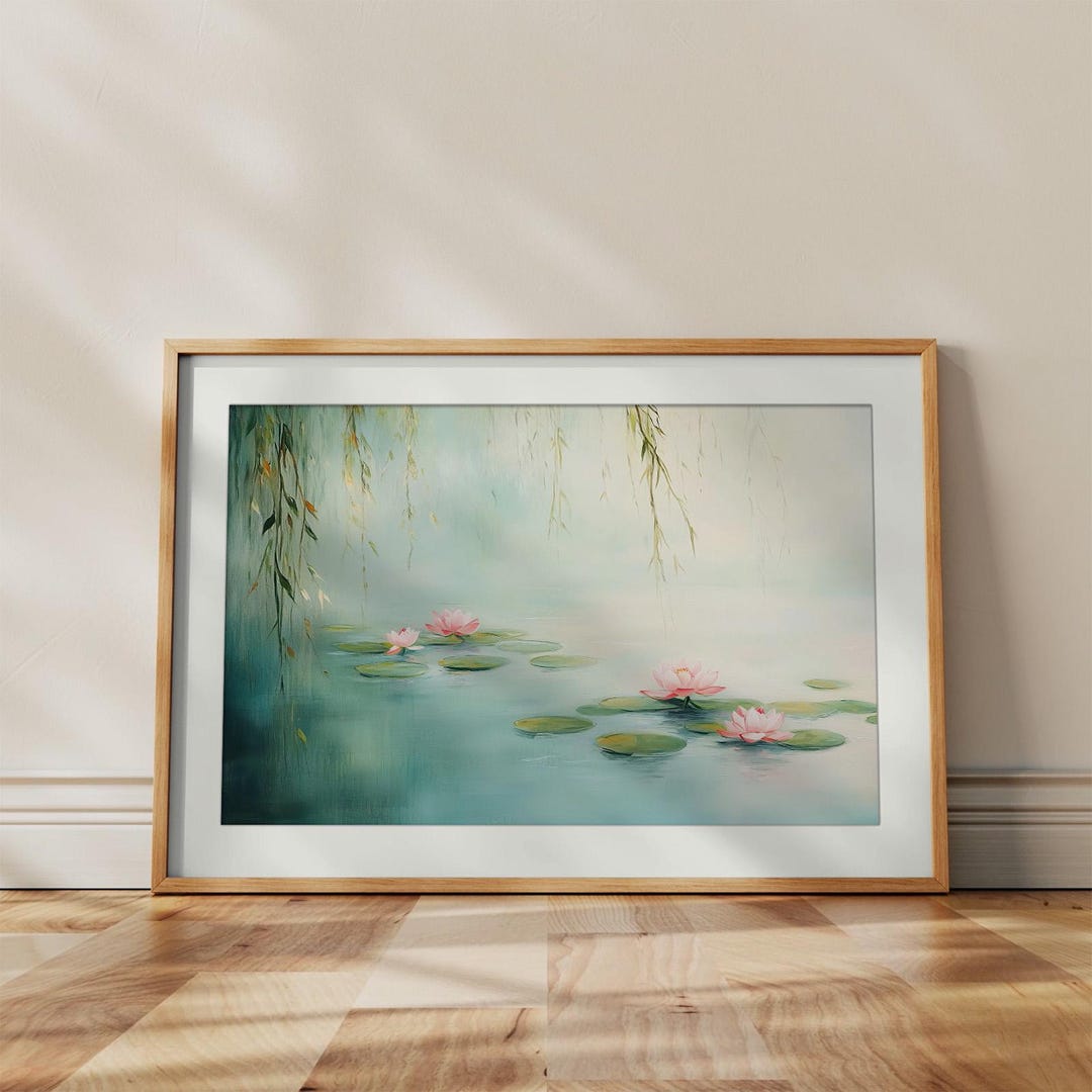 Japanese Water Lily Pond Art Print | Botanical Wall Decor - Etsy