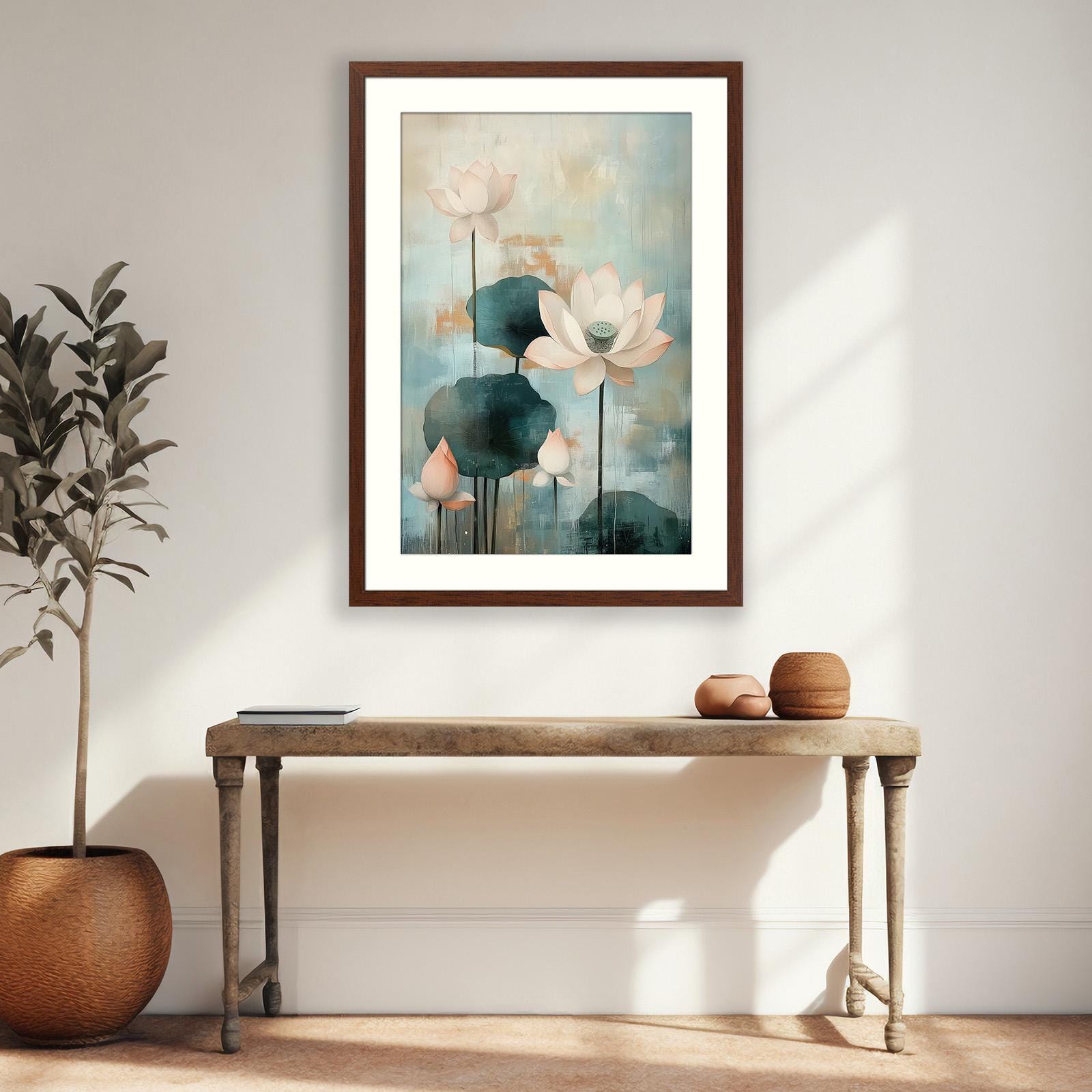 Japanese Lotus Flower Art Print | Botanical Wall Decor - Etsy