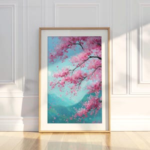 Blossoms in the Breeze – Muurkunstprint kersenbloesem