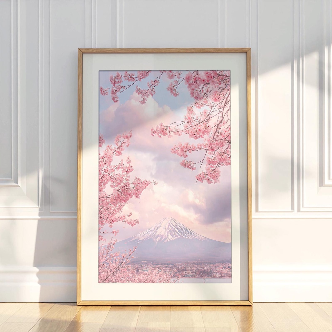 Mount Fuji Cherry Blossom Print: Japanese Landscape Wall Art - Etsy