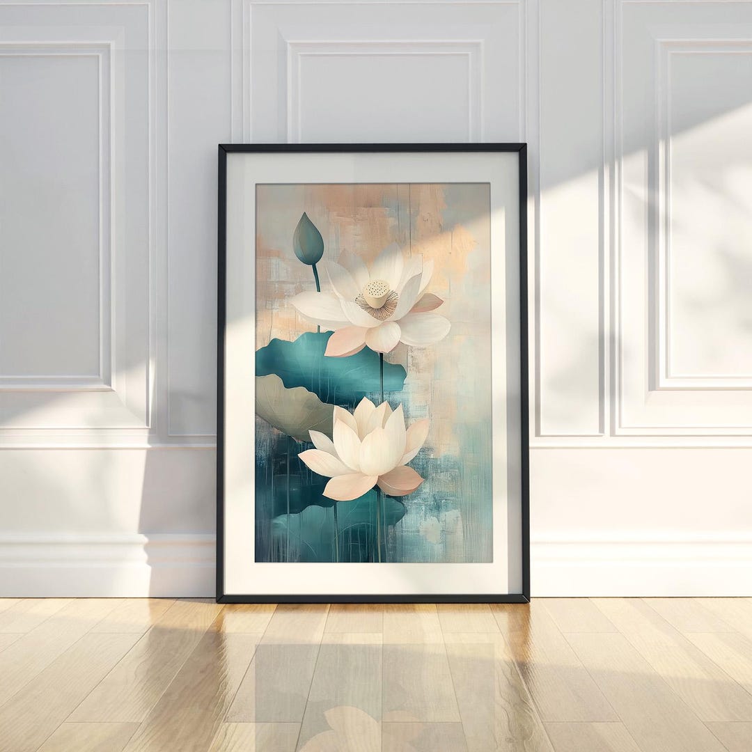 Japanese Lotus Flower Art Print | Botanical Elegance, Japandi Decor - Etsy