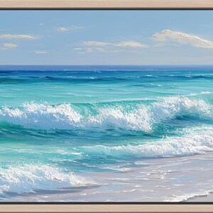 Coastal Ocean Canvas Print: Turquoise Waves Beach Wall Art image 2