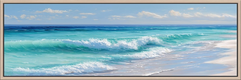 Coastal Ocean Canvas Print: Turquoise Waves Beach Wall Art image 2
