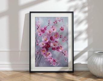 Kirschblüte Botanische Illustration: Japanische Blumen Wand Kunst