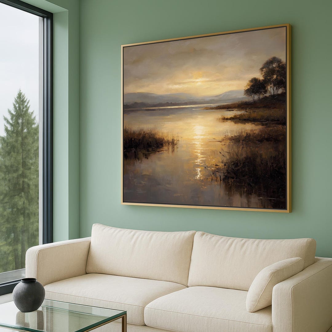 Sunset Lake Canvas Art | Panoramic Landscape Wall Decor - Etsy