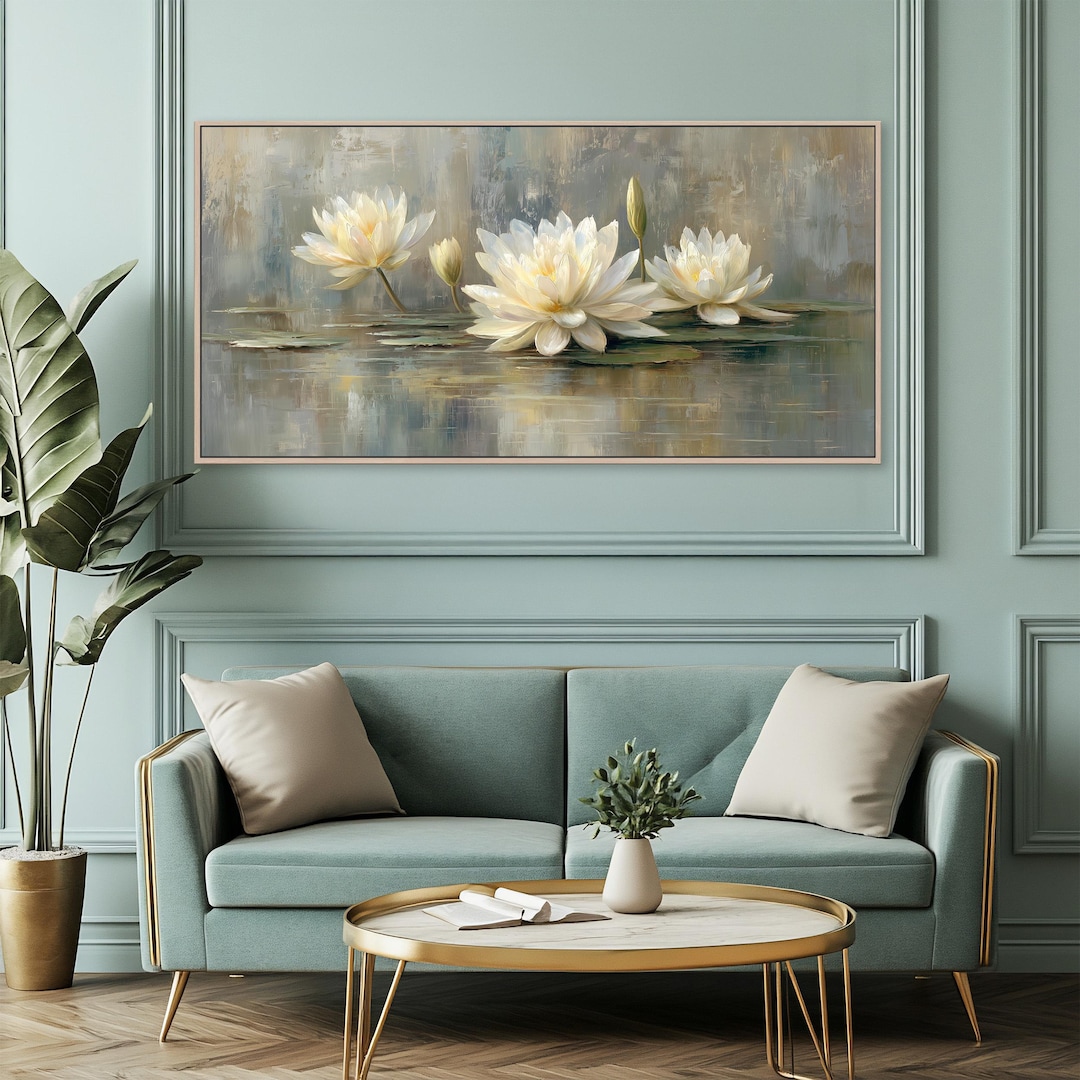 White Water Lily Canvas Print: Serene Lotus Pond Wall Art - Etsy