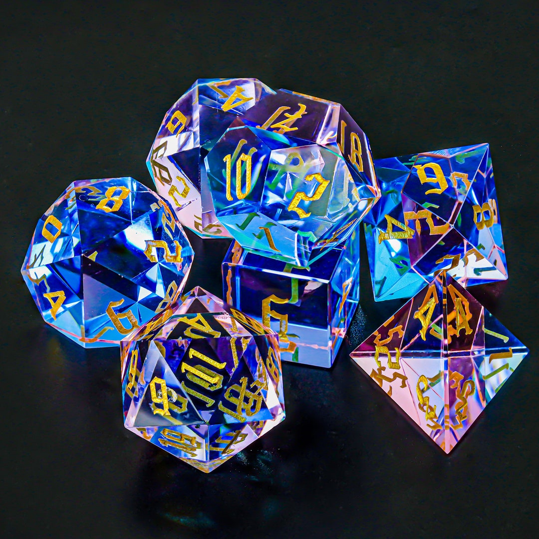 Handmade Dnd Dice Set Full Set K9 Glass Dice Double Colors Etsy