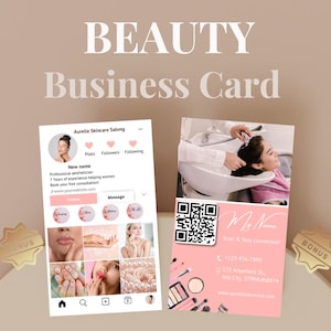 Instagram Business Cards DIY Canva Digital Business Cards Beauty Templates IG Business Cards Pink Business Cards IG Influencer Cards 2025