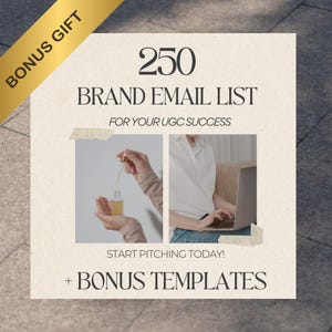 250 UGC BRANDS E-Mail-Liste mit 250 Marken Fotograf Influencer Inhalt Markenliste zum Starten von Nick-E-Mails Liste UGC Portfolio-Vorlagen
