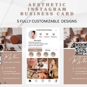 Instagram Business Card QR Code, Editable Business Card Template for Business Owners, Boho Business Card Canva, IG Business Card Template
