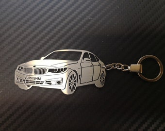 Porte-clés de voiture personnalisé pour BMW 3GT, porte-clés en acier inoxydable pour cadeau d'anniversaire avec texte individuel