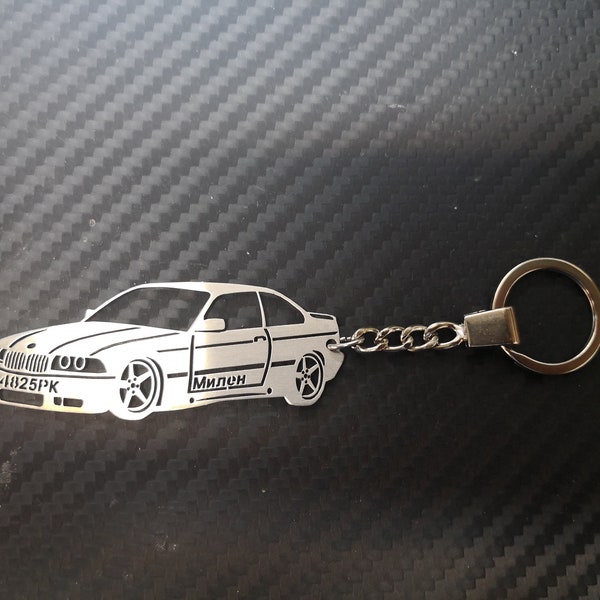 Custom car keychain for BMW e36, stainless steel key ring for birthday gift with individual text