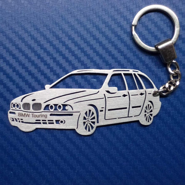 Custom car keychain for bmw e39 touring, stainless steel key ring for birthday gift with individual text