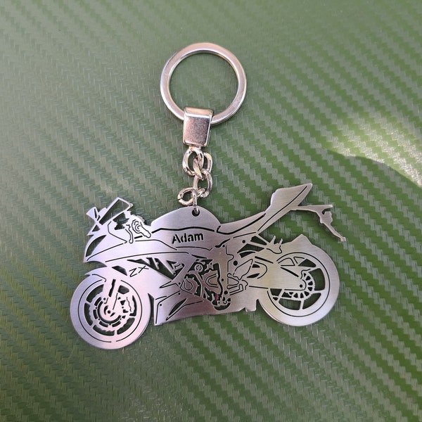 Custom car keychain for  Ninja ZX, stainless steel key ring for birthday gift with individual text