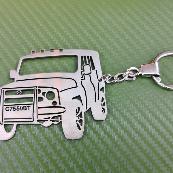 Custom vintage UAZ keychain, stainless steel key ring for birthday gift with individual text