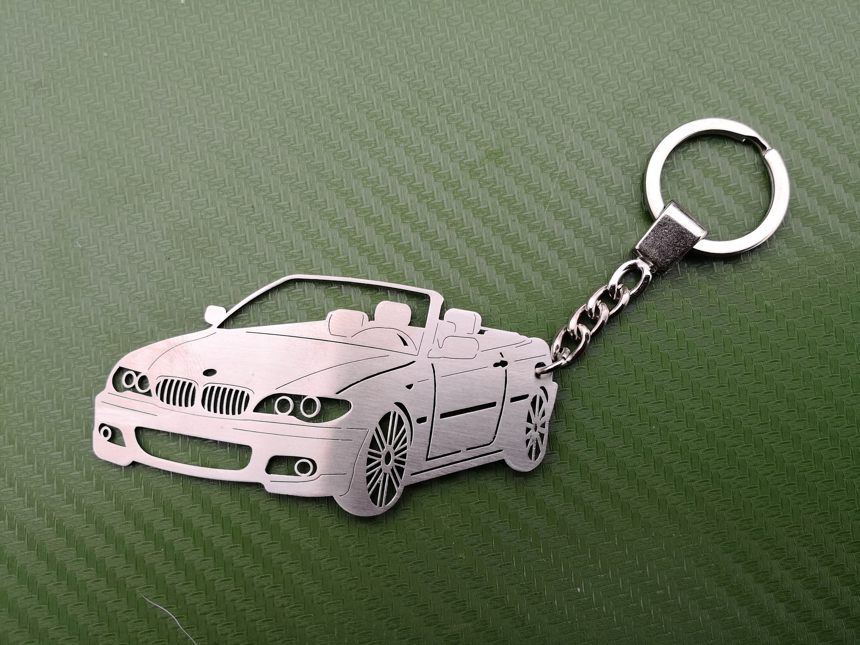 Custom car keychain for BMW e46 cabrio, stainless steel key ring for  birthday gift with individual text