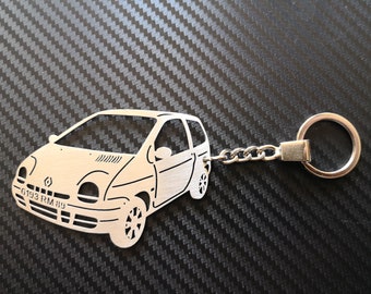 Aangepaste autosleutelhanger voor Renault Twingo, roestvrijstalen sleutelhanger voor verjaardagscadeau met individuele tekst