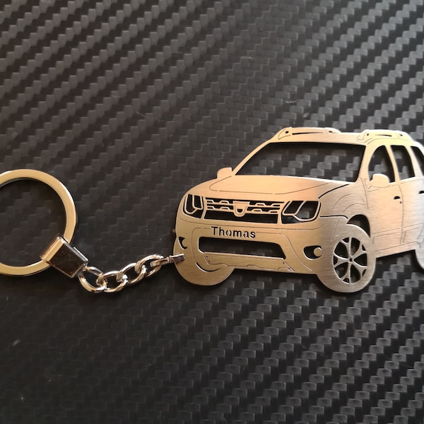 Custom Dacia Duster car keychain, stainless steel key ring for birthday gift with individual text