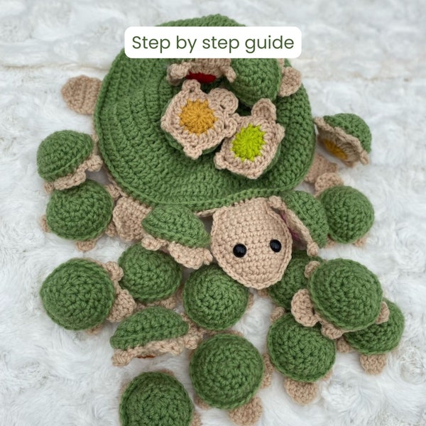 Schildkröte häkeln Memory Spiel Komplette Anleitung - Häkeln Amigurumi Full Anleitung Tutorial PDF Englisch Muster Musterdatei Anfänger Original Diy