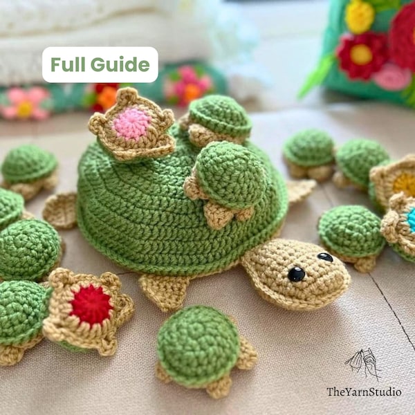 Schildkröte häkeln Memory Spiel Komplette Anleitung - Häkeln Amigurumi Vollständige Anleitung Tutorial PDF Englisch Muster Musterdatei Anfänger Erfahrene