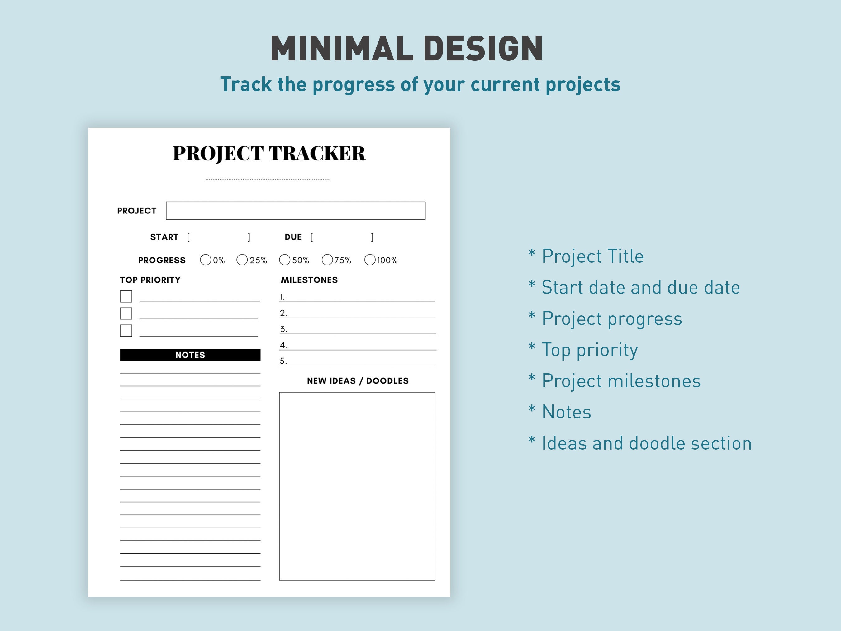 Printable Project Tracker, Project Planner Template, Task Manager Sheet ...
