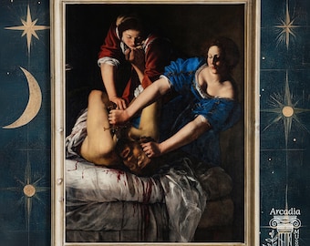 Judyta zabijająca Holofernesa, Artemisia Gentileschi, Feminist Art Print, Baroque Vintage Painting, Dark Academia Large Giclée Poster