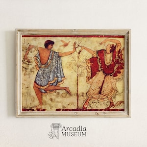 Gay Men Antique Art, Etruscan Fresco, Two Queer Dancers Poster, Gay Marriage Gift