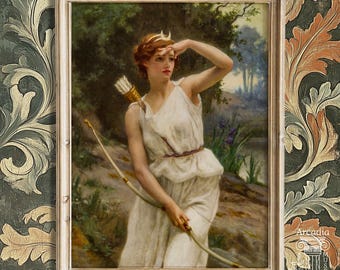 Godin Diana The Huntress, Guillaume Seignac Giclée-poster, vintage schilderij, Griekse mythologie Art Print