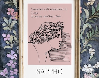 Poster citation de Sappho, quelqu'un se souviendra de nous, je le dis même dans une autre époque, art mural saphique, impression lesbienne subtile, Wlw, poésie grecque ancienne
