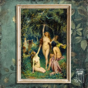 Nymphen im Wald, Henri Adrien Tanoux, Frauen in der Natur Poster