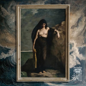 Póster de Safo de Charles Mengin, Retrato de Safo de Lesbo, Antigua Grecia, Pintura lésbica vintage, Regalo sáfico, Impresión WLW