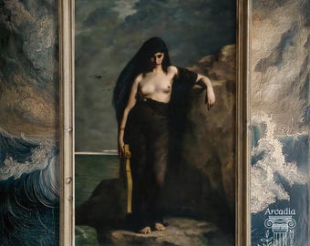 Sappho By Charles Mengin Poster, Sappho Of Lesbo Portrait, Ancient Greece, Lesbian Vintage Painting, Sapphic Gift, Wlw Print