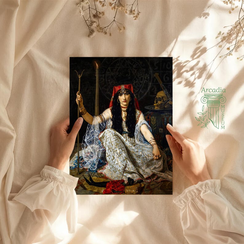 The Sorceress, Georges Merle Art Print, Witch Poster, Witchcraft Vintage Painting image 5