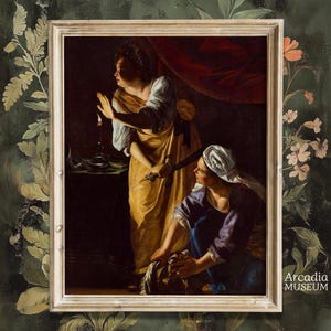 Artemisia Gentileschi, Judith And Her Maidservant With The Head Of Holofernes Poster, Baroque Painting, Renaissance Female Artist Art Print