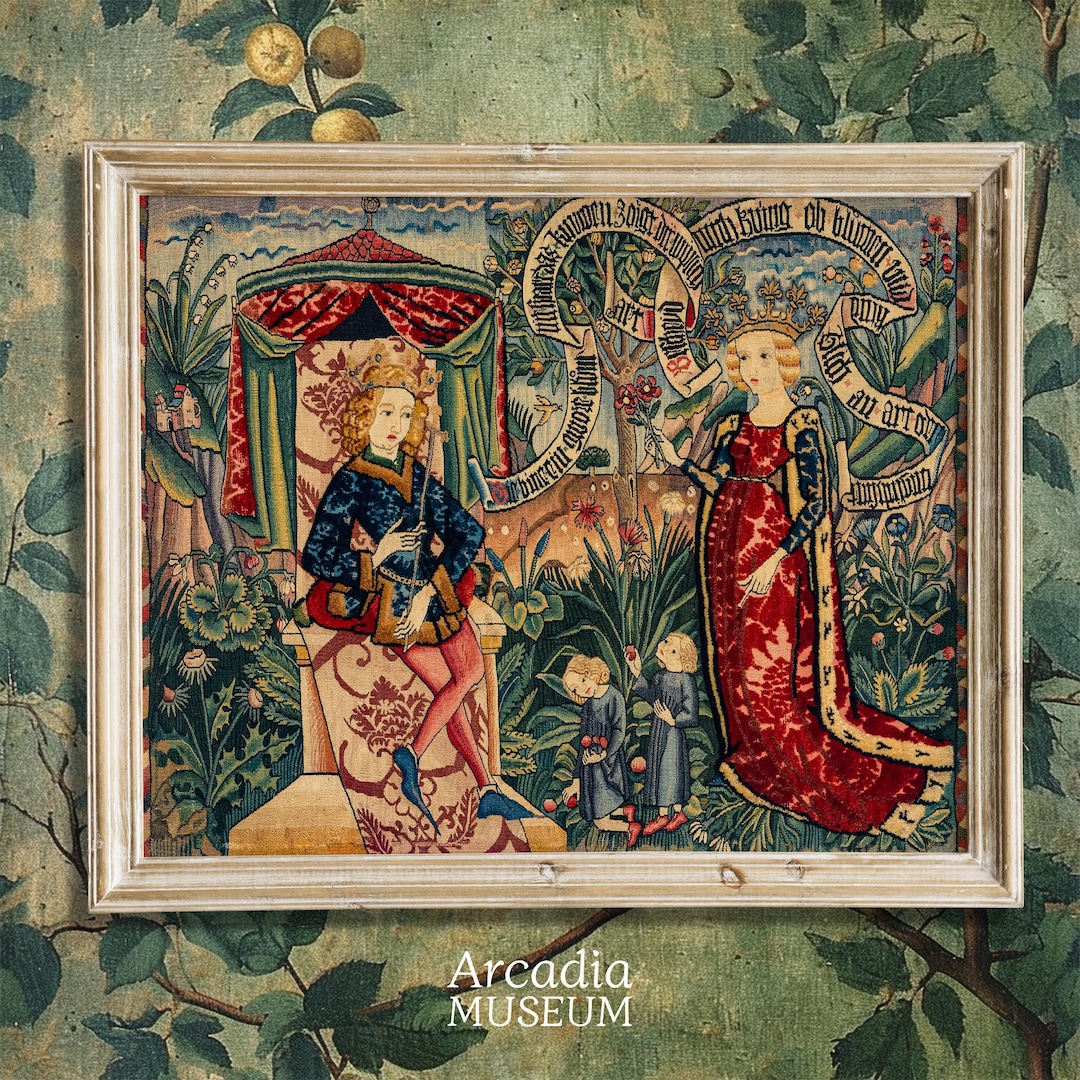 Medieval Tapestry Poster, Two Riddles of the Queen of Sheba, Middle ...