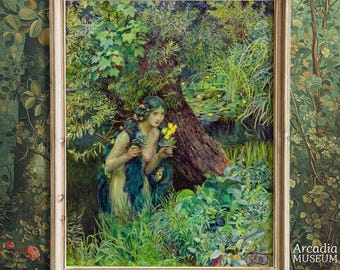 Forest Nymph Art Print, Dryad Giclée Poster, Woman in Nature, Eleanor Fortescue-Brickdale