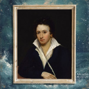 Percy Bysshe Shelley Print, Large Poster, Romantic Poet Portrait, Shelley Vintage Painting