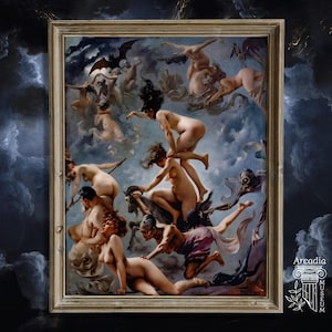 Witches Going To Their Sabbath, Luis Ricardo Falero, Witchcraft Poster, Dark Academia Print, Halloween Art